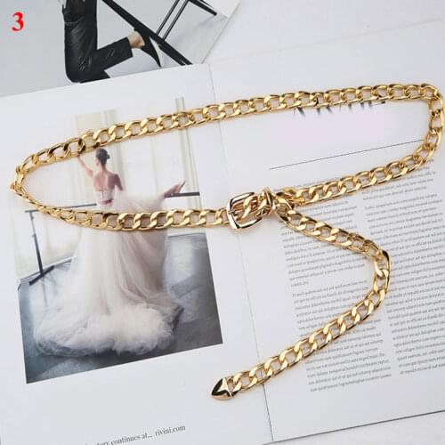 Punk Metal Chain Women Belt Gold Silver Waist Chain Dress Jeans Cool Girls Lady Waistband Accessories Body Chain Fashion