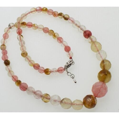 Watermelon quartz red round faceted 6-14mm necklace 18inch wholesale beads nature FPPJ woman 2018