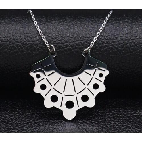 Geometric Sector Stainless Steel Chain Necklace Women Silver Color Necklace Jewelry acero inoxidable joyeria mujer N19667S05