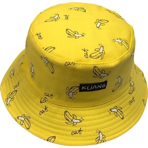 2019 New Panama Bucket Hat Men Women Summer Bucket Cap Banana Print Yellow Hat Bob Hats Hip Hop Gorros Fishing Fisherman Hats