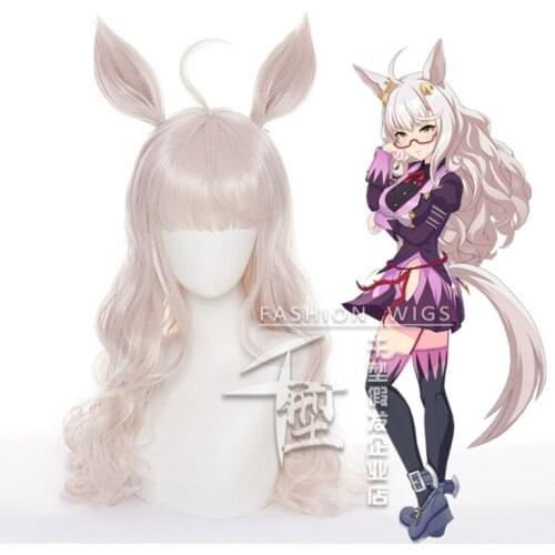 Anime Umamusume Pretty Derby Cosplay Wig Biwa Hayahide Wig with Ear Heat Resistant Hair