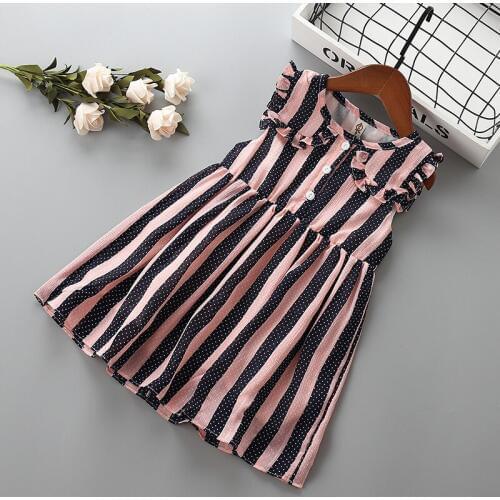 Girl striped princess dress Summer children dot clothing baby girls casual sleeveless dresses for 2-7T kids Clothes