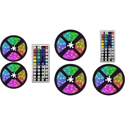 2 Pcs Led Strip Lights with 44 Keys Controller Flexible Color Changing RGB Light Strips, 10M US Plug & 15M EU Plug