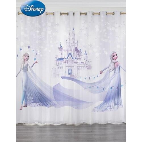 Disney Frozen Elsa Cartoon Childrens Room Girl Bedroom Bay Window Princess Wind Free Punch Blackout Curtains
