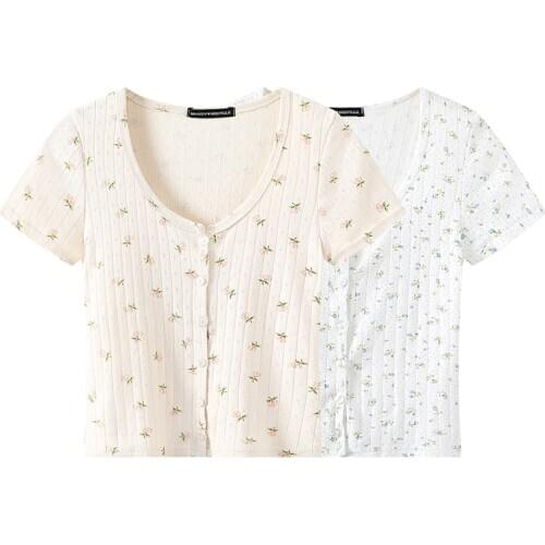 Slim Girls Soft Cotton V Neck Short T-shirts 2021 Summer Sweet Ladies Sweet Tops Streetwear Women Cute Top Female Chic