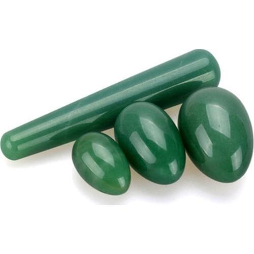 Undrilled Yoni Egg Set Vaginal Tightening Natural Aventurine Yoni Eggs Kegel Exerciser Vaginal Massage Yoni Wand Crystal Ball