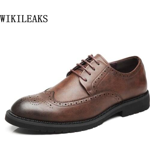 Oxford Shoes for Men Brogues Fashion Men Dress Shoes Pointed Toe Party Shoes for Men Office 2021 Sapatos Para Hombre Zapatos
