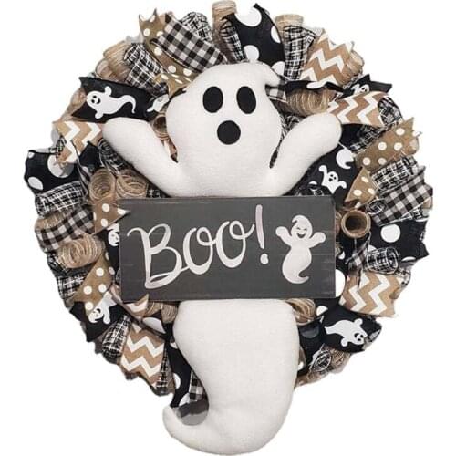 Halloween Wreath Door Hanging Decoration Halloween Ghost Wreath Door Wreath Happy Halloween Party Home Party Supplies