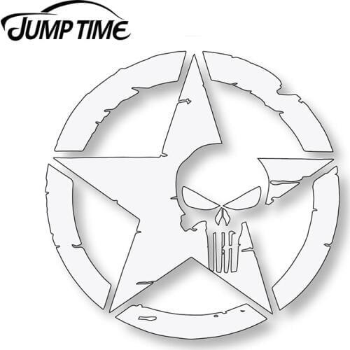 JumpTime 13cm X 13cm Army Star PUNISHER SKULL Decal Car Stickers The Whole Body Accessories JDM Window Bumper Vinyl