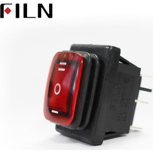 On off on 30A/250V Heavy Duty 6 pin DPDT IP67 Waterproof T85 Auto Boat Marine Toggle Rocker Switch with LED 12V 220V 30x22mm