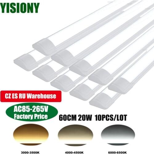 YISIONY 10pcs 60CM 20W LED Purified Fixture Lamp Surface Mount Purification Light Tubes Replacement Fluorescent Lights Factory