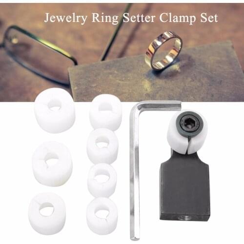 Jewelry Ring Setter Clamp Set with 7 Dies Jewelry Processing Tool Locator Fixture Channel Diamond Setting Tool Kit for Jeweler