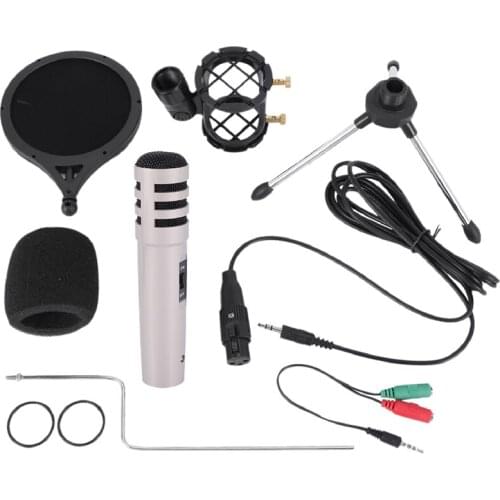 Recording Microphone,Plug and Play Condenser Microphone,Microphone with Blowout Prevention Sponge,for Skype,YouTube,Etc