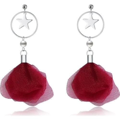 ZEMIOR 925 Sterling Silver Star Earrings For Women Romantic Rose Flower Drop Earring Fine Jewelry Valentine Day Gift Best Friend