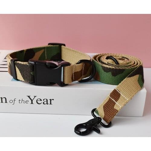 Yellow camouflage dog collar and Dog leash for Dogs Custom Collars Engraved Nameplate Pet Supplies custom necklace