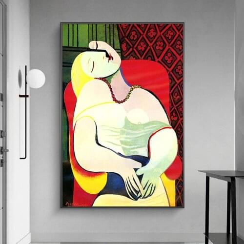 Woman By Picasso Famous Painting Dreaming Abstract Canvas Painting Posters and Prints Wall Art Pictures for Living Room Cuadros