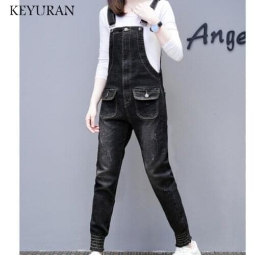 New Black Autumn women embroidered Bodysuit Women Boyfriend Ripped Denim Jumpsuits Female Body female Jumpsuit Mujer Overalls