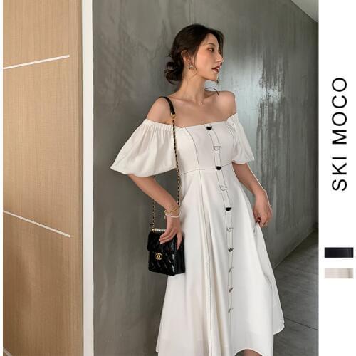 High Quality Fashion Designer Runway Chiffon Dress Women French Elegant Lantern Sleeve Square Neck A Line Dresses Vestidos