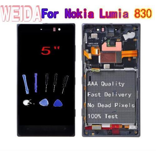 WEIDA 5" For Nokia Lumia 830 LCD Display Touch Screen Digitizer Assembly Frame with Tool