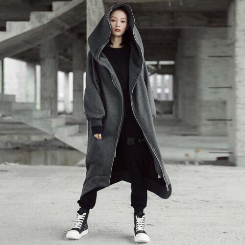 2020 Winter ZANZEA Women Hooded Zip Up Long Sleeve Fleece Coat Irregular Bofriend Style Long Jackets Loose Solid Sweatshirt