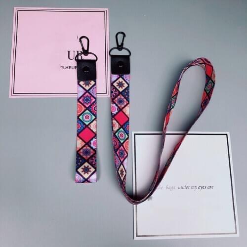 Badge Tag Hang Strap Keychain Plaid Mobile Phone Straps Key Rope Lanyards Wrist Band