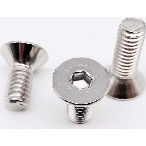 10pcs UNC 1/4-20 US Coarse Thread 304 A2-70 Stainless Steel Hex Hexagon Socket Flat Countersunk Head Screw Bolt
