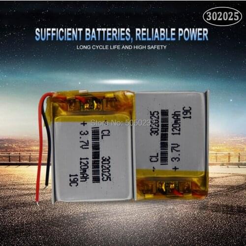 2pc 110mAh 3.7V 302025 polymer battery for GPS PSP MP3 MP4 MP5 DVD small toys battery Bluetooth speaker Li-ion Cell battery