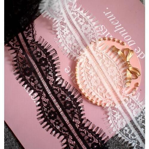 3 meters Double sides Embroidered Eyelash Lace trim White Black Ribbon for Garment lingerie Decor DIY Bra Sewing Lace Trimmings