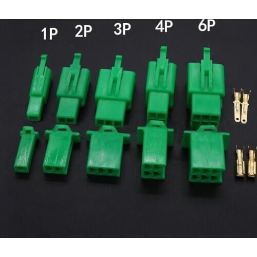 5SET Green 2.8mm 2/3/4/6/9p Automotive 2.8 Electrical wire Connector Male Female cable terminal plug Kits Motorcycle ebike car