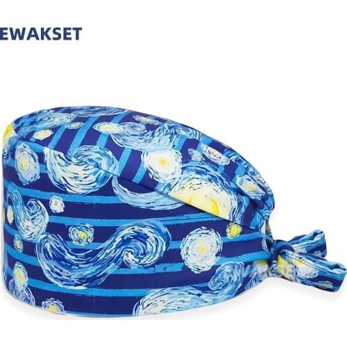 Nurse accessories Tieback Pet medical Scrub cap pharmacist hat clinic Dentist nurse Surgical work caps nursing hats 100% cotton