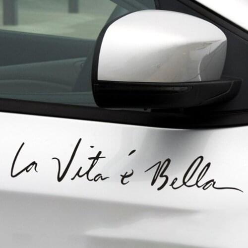 40*8CM Car Accessories Side Door English Beautiful Life La Vita e Bella Car Sticker Reflective Car Styling