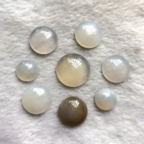 Wholesale 2pcs Natural White Agates Carnelian Bead Cabochon 15mm 20mm 24mm Round Gem Stone Cabochon Ring Face Pendant