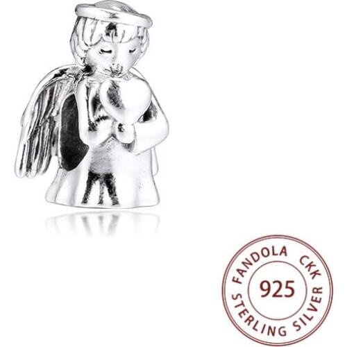 Fits Pandora Bracelet Women DIY 925 Sterling Silver Angel of Love Charms Beads for Jewelry Making Berloques Kralen