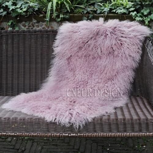 CX-D-24V Soft Decorative Real Mongolian Lamb Fur Mat Rug Bedroom Fur Carpet Floor Cover