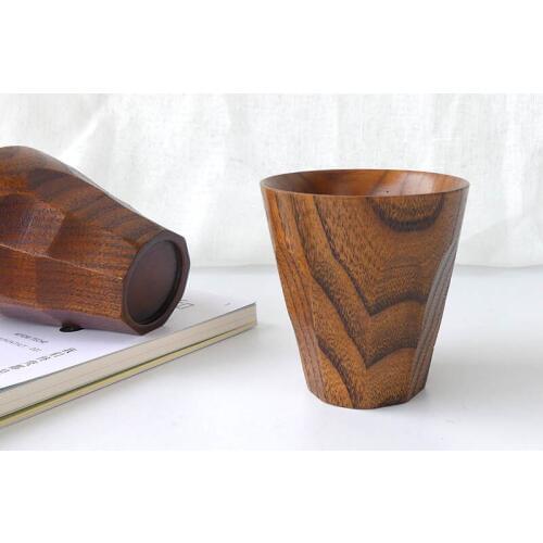 Japanese style creative handmade wooden coffee milk tea cup whole wooden leisure tea water cup wooden tableware
