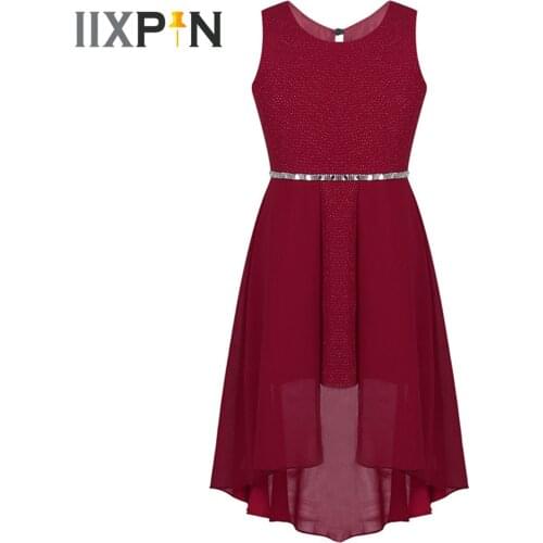 Kids Dresses for Girls Elegant Girl High-low Dress Childrens Lyrical Dance Wear Birthday Wedding Party First Communion Dress