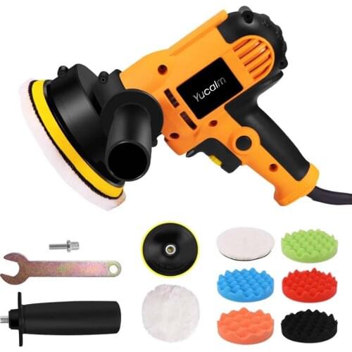 Yucalm Electric Buffer Polisher 6In for Polishing Sanding Wax Variable Speed 600-3600RPM Detachable Handles with Polishing Pads