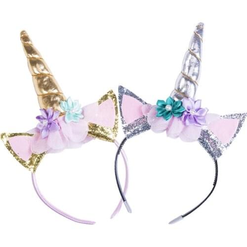 Emmababy 2019 Magical Floral Unicorn Horn Baby Girls Headband Party Birthday Fancy Dress Cosplay Summer
