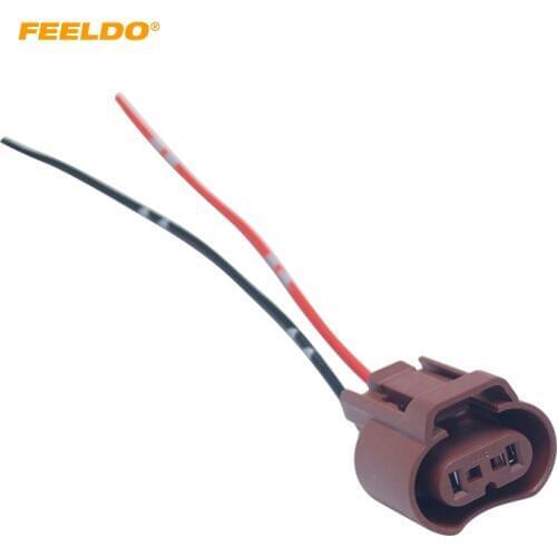 FEELDO 2Pcs Auto Fog Light Plug For Toyota Honda Mazda Headlight Lamp 9006 HB4 Connector With Wire Cable Adapter #AM5953