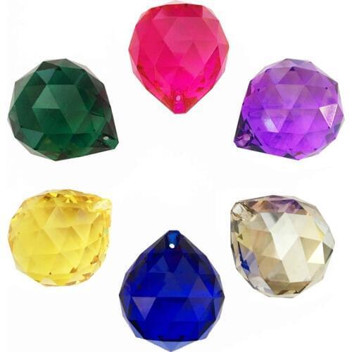Mixed Colors Crystal Faceted Ball Crystal Prism Pendant Prism Ball Free Shipping Feng Shui X-ma