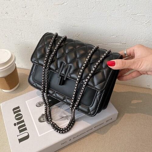 Small PU Leather Crossbody Bags For Women 2021 Winter Trend Hand Bag Womens Branded Trending Chain Shoulder Handbags