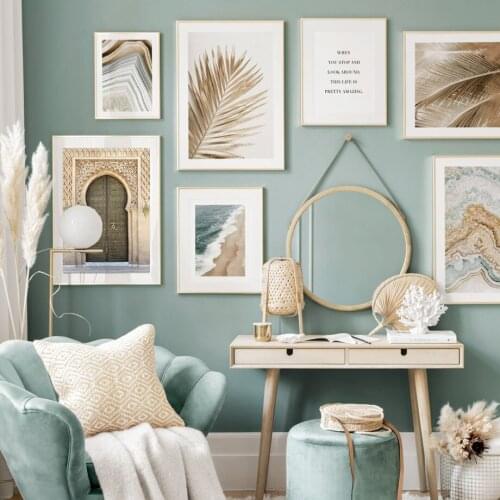 Morocco Rabat Door Palm Leaf Beach Quote Wall Art Canvas Painting Nordic Posters And Prints Wall Pictures For Living Room Decor