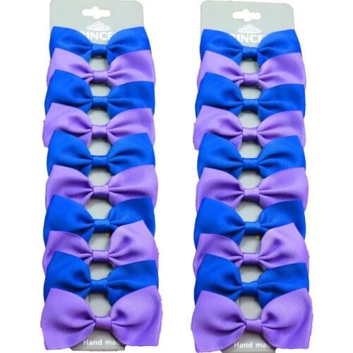 20PCS/Lot Lovely Purple and Blue Hairpins Grosgrain Ribbon Bows Clips 2020 Korean Creativity Hair Accessories For Baby Girls