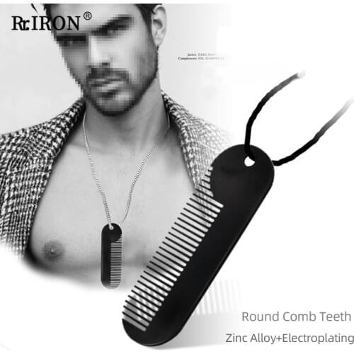 RIRON Zinc Alloy Mini Pocket Styling Beard Comb Pro Salon Portable Hair Accessories Useful Beard Trimming Tool