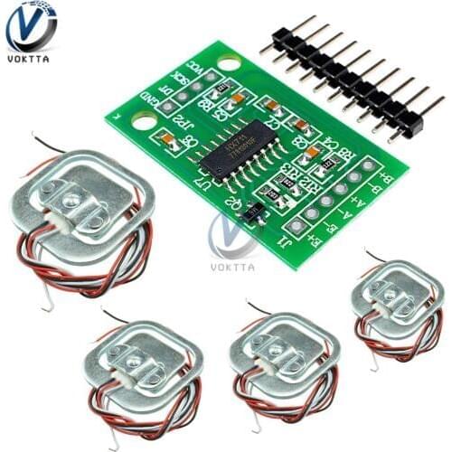 HX711 Load Cell Module + 4Pcs 50kg Weight Sensors Human Load Cell Weight Sensors Pressure Sensors Measurement Tools
