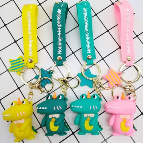 Fashion Creative Rubber Alligator Keychain Cute Car Keychain Mens and Womens Bags Crocodile Pendant Fashion Small Gifts