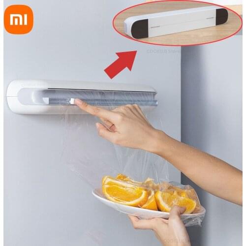 New Xiaomi Youpin Cling Film Cutting Box Wall-mounted Suction Cup Adjustable Plastic Wrap Cutter Home kitchen Food Storage