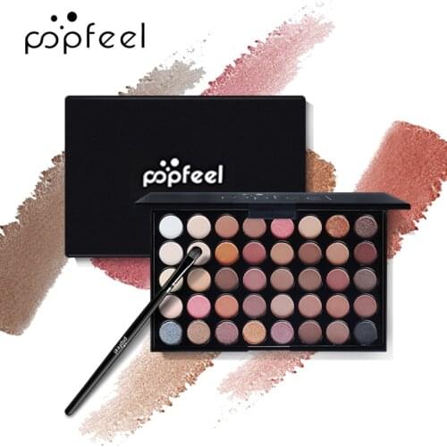 POPFEEL Eyeshadow Palette, Matte Shimmer 40Colors Pigmented Make Up Eye Shadow Powder, Natural Warm Glitter Color Shades
