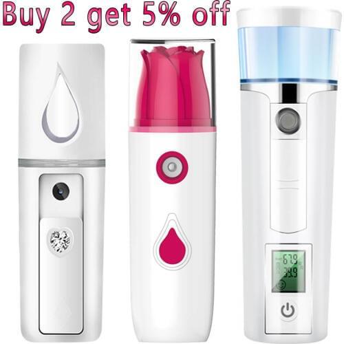 Portable Nano Mist Sprayer Facial Nebulizer Steamer Moisture Analyzer Dry Skin Care Professional SPA Mini Ion Face Spray Device