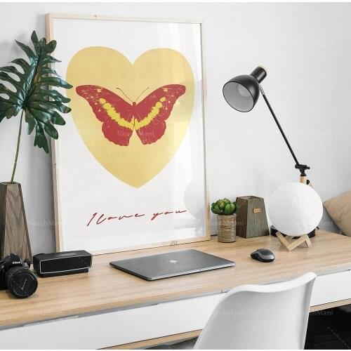 Damien Hirst I Love You Poster Butterfly Print Gold Leaf Poppy Red Oriental Gold